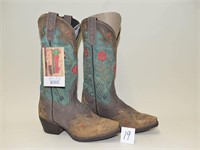 Laredo Western Boots - Tan, Brown & Teal w/Arrow
