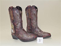 Pair of Dan Post Boots - Red Sanded w/Inlay Size