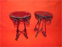 2 glass side tables 18"tall
