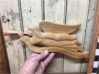 Beautiful handcarved wooden angel w/ horn