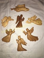 Nice lot of handcarved wooden angel ornaments