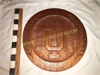 Hand carved University of Texas wooden seal