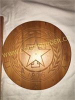 Hand carved Texas A&M University wooden seal