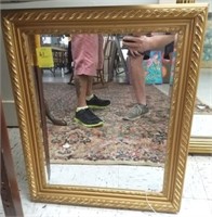 SMALL BEVELED GOLD FRAME MIRROR