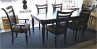 BLACK TABLE AND 6 CHAIRS