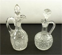 * Two Antique Cut Glass Cruets with Stoppers - 7