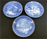 * Set of 3 Blue & White Decorative Plates - Winter