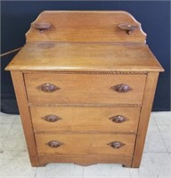 Victorian Oak 3 Drawer Wash stand with Leaf Pulls