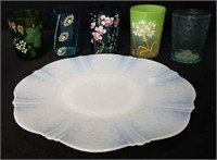 Lot of assorted glasses and pattern milk glass