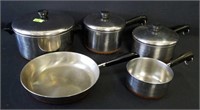 Set of Revere Ware Stainless Pots and Pans