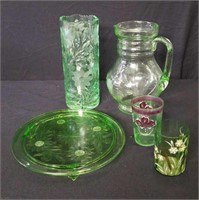 Green depression glass lot all for one bid