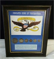 Framed Obsolete Coins of Yesteryear.  Silver coins