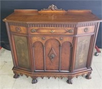 Antique Gothic Mahogany Server 43x19 by 35 tall.