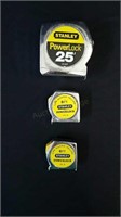 Lot of 3 Stanley tape measures.