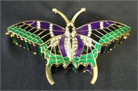 Butterfly enameled trinket box. Hinged with