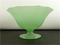* Green Iridescent Glass Footed Bowl