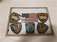 Vintage Wilder Police Patches & Flag in Frame
