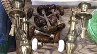 12 antique brown Bennington doorknobs, 1 white