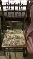 Antique oak side chair with a nice carved ball