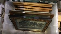 Tub lot with 7 framed currier & Ives prints, and