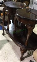 2 wood side tables with matching coffee table,