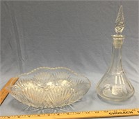 Lot of: fabulous 11" cut crystal decanter and beau