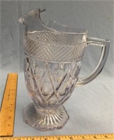 9.5" Glass water jug with purple hue to it, presse