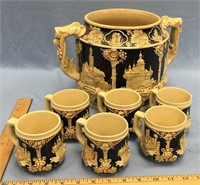 German punch bowl with 6 matching cups        (g 2