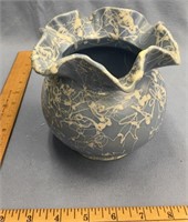 Shawnee pottery blue 6" vase with rough edge perfe