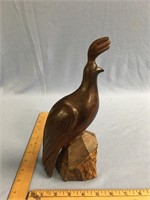 Hardwood carving of a bird 11" tall        (g 22)