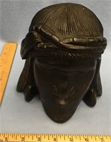 8" Carved wood head of Jesus        (g 22)