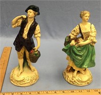 Pair of cast figurines Borghese  young woman and y