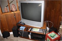 32" Sanyo TV, Stand, DVD Player & Kenwood Stereo