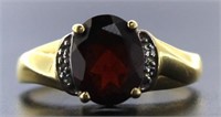 10kt Gold Natural Garnet & Diamond Ring