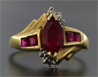 10kt Gold Marquise Ruby & Diamond Ring