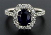 14kt Gold 2.24 ct Sapphire & Diamond Ring