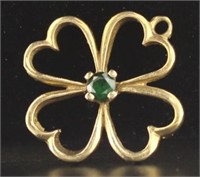 10kt Gold Emerald Shamrock Pendant