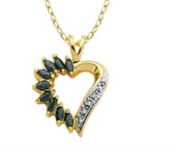 Genuine Sapphire & Diamond Accent Heart Pendant