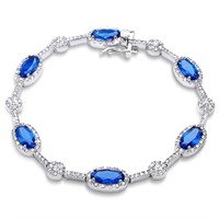 Elegant 14.50 ct Blue & White Sapphire Bracelet