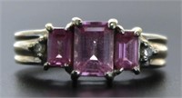 10kt Gold Pink Sapphire Past Present Future Ring