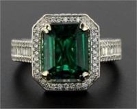 14kt Gold 3.99 ct Emerald & Diamond Ring