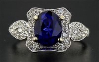 14kt Gold 2.95 ct Sapphire & Diamond Ring