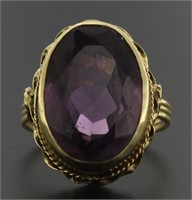 14kt Gold Antique 11.42 ct Amethyst Solitaire Ring