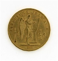 1877 20 Francs Lucky Angel Gold Coin