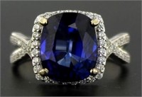 14kt Gold 6.57 ct Sapphire & Diamond Ring