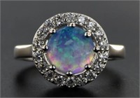Round 2.35 ct Blue Opal Solitaire Ring