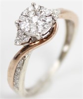 10K TWO TONE WHITE AND ROSE GOLD DIAMOND RING