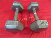 Cast Iron Dumbbell Weights 15lbs Each