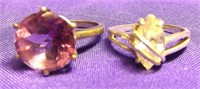 TWO STERLING SILVER RINGS WITH STONES