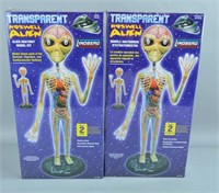 2pc Lindberg Transparent Roswell Alien Models